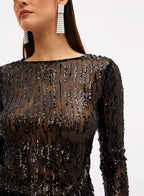 Blusa Tule Paetê Preto Sommer
