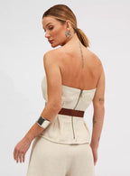 BLUSA LINHO TOMARA QUE CAIA COM CINTO