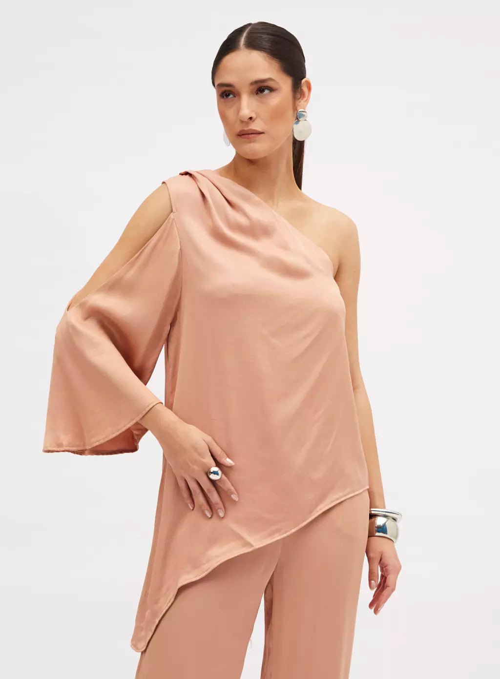 CONJUNTO BLUSA ASSIMÉTRICA ROSE