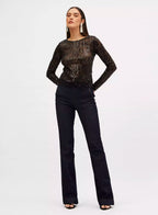 Blusa Tule Paetê Preto Sommer