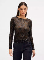Blusa Tule Paetê Preto Sommer